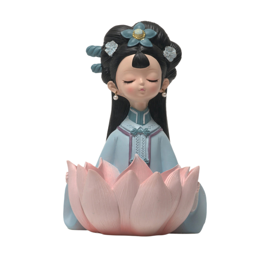 Pink Lotus Meditative Figurine  - Yoga Posture Statue | Lady Yoga Figurine Seated Posture | Yoga Woman Statues | Yoga Sculpture Online In India | Yoga Woman Sculpture | Sitting Yoga | Lady Statue  | Modern yoga figurine