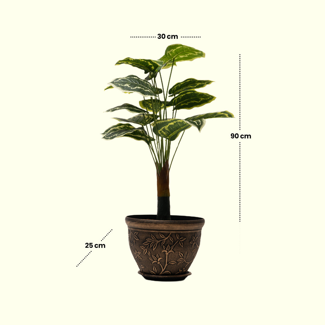 Variegated Delight Artificial Plant -  Artificial Plant|Indoor Plant|Decorative Plant|Artificial Greenery|Low-Maintenance Plants|Green DecoR|Nature-Inspired Decor |  Artificial Plants Room Decor | Tropical Fake Plant in Pot