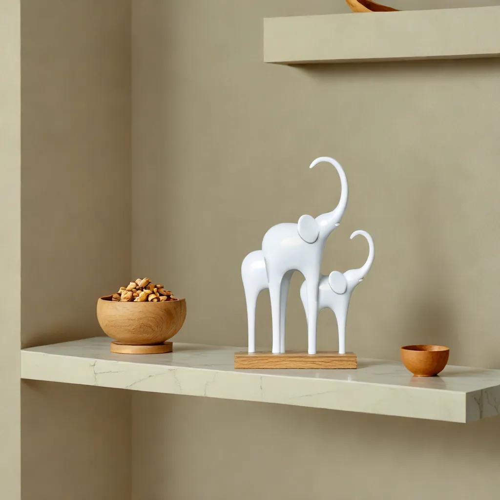 White Elephant Trio - Elephant Statue | Table Top Decor | Living Room Decor