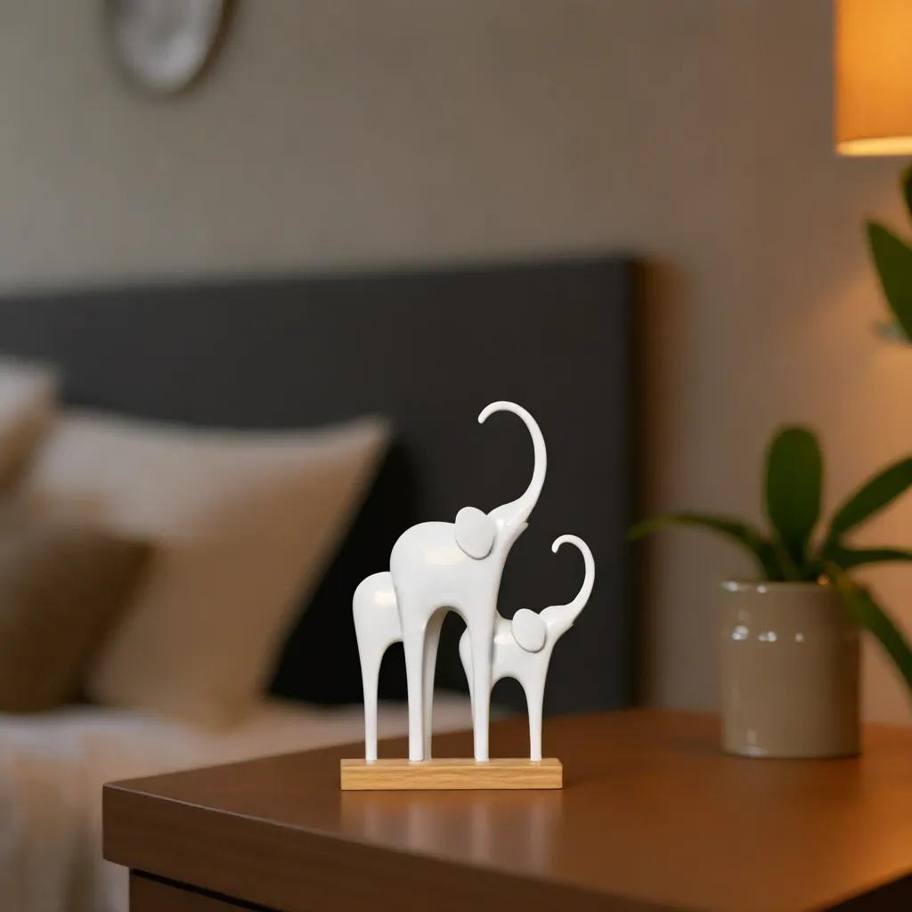 White Elephant Trio - Elephant Statue | Table Top Decor | Living Room Decor