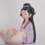 Load and play video in Gallery viewer, Lavender Lotus Meditative Figurine  - Yoga Posture Statue | Home Decor | Yoga Woman Statues | Yoga Sculpture Online In India | Modern yoga figurine
