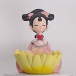 Load and play video in Gallery viewer, Yellow Lotus Meditative Figurine  - Yoga Posture Statue | Home Decor | Yoga Woman Statues | Yoga Sculpture Online In India | Modern yoga figurine
