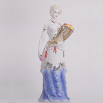 Load and play video in Gallery viewer, Flower Basket Lady Figurine Home Decor | Porcelain Decor | Ceramic Lady Decor
