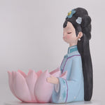 Load and play video in Gallery viewer, Pink Lotus Meditative Figurine  - Yoga Posture Statue | Home Decor | Yoga Woman Statues | Yoga Sculpture Online In India | Modern yoga figurine
