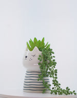 Load and play video in Gallery viewer, Cat Plant Vase (Stripes) - Home Decor | Artificial Garden | Ceramic Vase | Cat Vase
