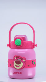Load and play video in Gallery viewer, Kids Water Bottle - Pink Lotso Design water bottle | Water bottle for kids | Toy story
